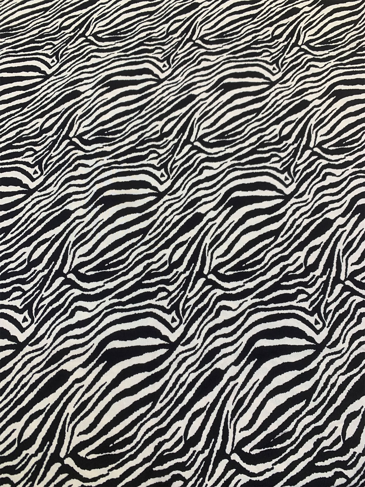 Siyah Zebra Desenli Viskon Kumaş