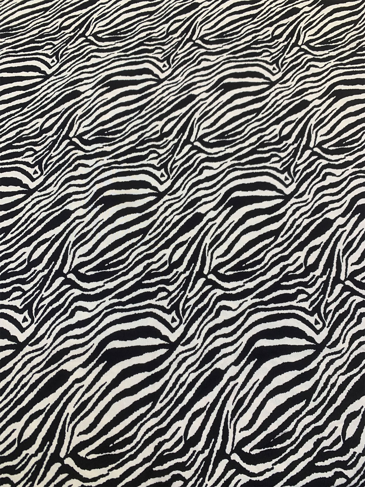 Siyah Zebra Desenli Viskon Kumaş