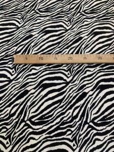 Siyah Zebra Desenli Viskon Kumaş