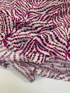 Fuşya Modern Desenli Viskon Kumaş