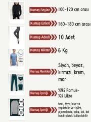 İnce Ribana Esnek Penye Kumaş Seti, Boyları 100-120 cm arası 10 adet