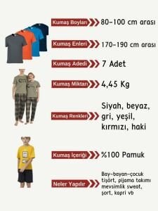 Tok Süprem Kumaş Penye Seti, Boyları 80-100 cm arası 7 adet