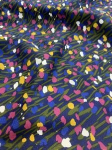 Lacivert Çiçek Desenli Duck Kumaş - Leke Tutmaz Döşemelik & Masa Örtülük