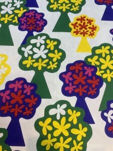 Renkli Modern Ağaç Desenli Duck Kumaş - Leke Tutmaz Döşemelik & Masa Örtülük