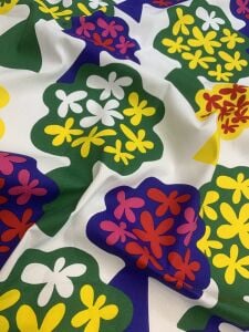 Renkli Modern Ağaç Desenli Duck Kumaş - Leke Tutmaz Döşemelik & Masa Örtülük