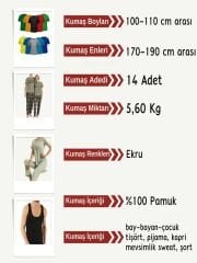 Süprem Kumaş Penye Seti, Boyları 100-110 cm arası 14 adet