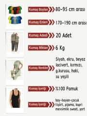 Süprem Kumaş Penye Seti, Boyları 80-95 cm arası 20 adet