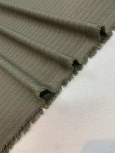 Haki Çizgili Klasik Poliviskon Kumaş - 4 Mevsimlik Dış Giyim & Takımlık