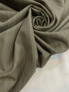 Haki Çizgili Klasik Poliviskon Kumaş - 4 Mevsimlik Dış Giyim & Takımlık