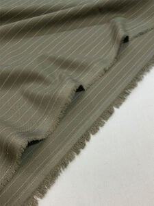 Haki Çizgili Klasik Poliviskon Kumaş - 4 Mevsimlik Dış Giyim & Takımlık