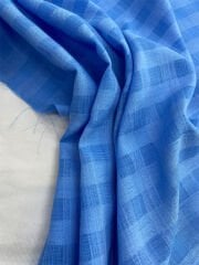Keten Görünümlü Polyesterli Mavi Dökümlü Gömlek Tuniklik Kumaş