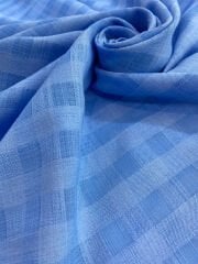 Keten Görünümlü Polyesterli Mavi Dökümlü Gömlek Tuniklik Kumaş