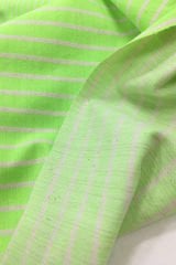 Neon Yeşil Çizgili Keten Kumaş