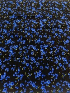 Mavi Çiçek Desenli Viskon Kumaş Hafif Sert