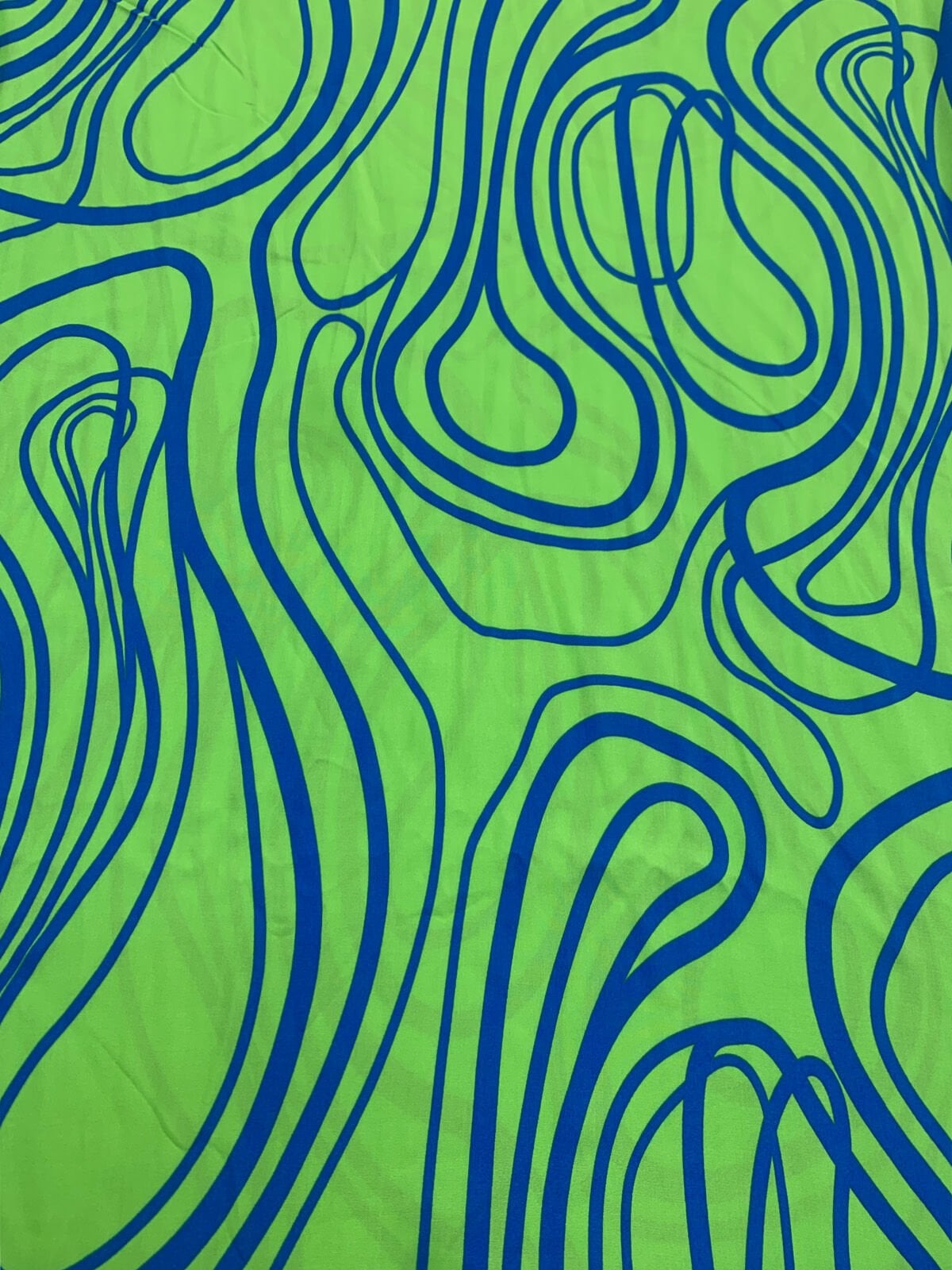 Yeşil Soyut Sarmal Desenli Viskon Kumaş