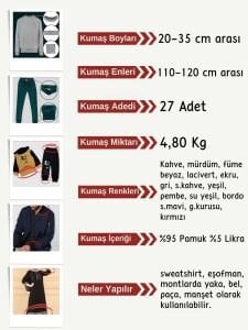 Ribana Fitilli Kumaş Seti, Boyları 20-35 cm arası 27 adet