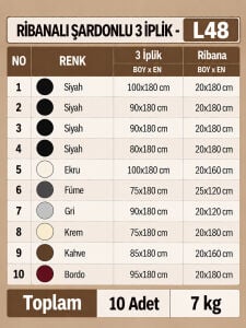Ribanalı Şardonlu 3 İplik Kumaş Seti - 10 Adet 7 Kg