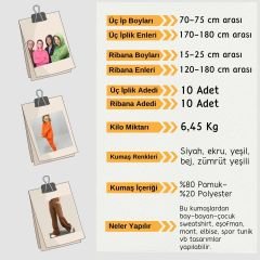 Ribanalı Şardonlu 3 İplik Kumaş Seti, Boyları 70-75 cm arası 10 adet