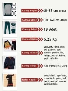 Ribana Fitilli Kumaş Seti, Boyları 40-55 cm arası 19 adet