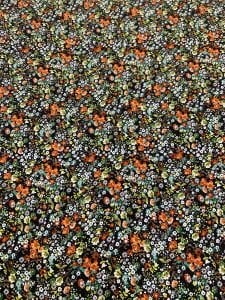 Turuncu Çıtır Çiçek Desenli Viskon Kumaş