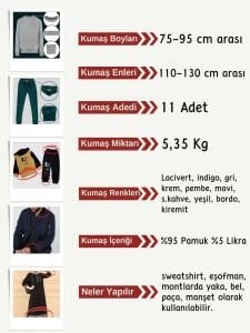 Ribana Fitilli Kumaş Seti, Boyları 75-95 cm arası 11 adet