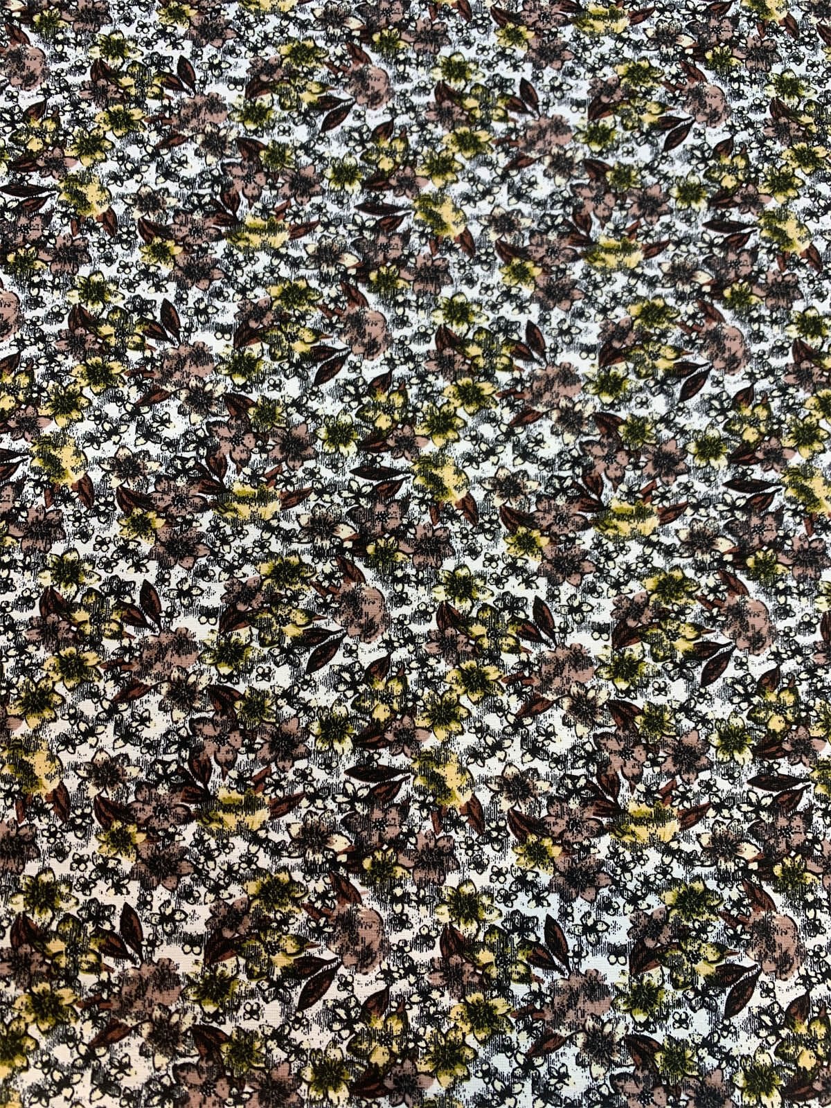 Desenli Viskon Penye Kumaş Dökümlü Esnek Elbiselik - Toprak ve Hardal Çiçekli