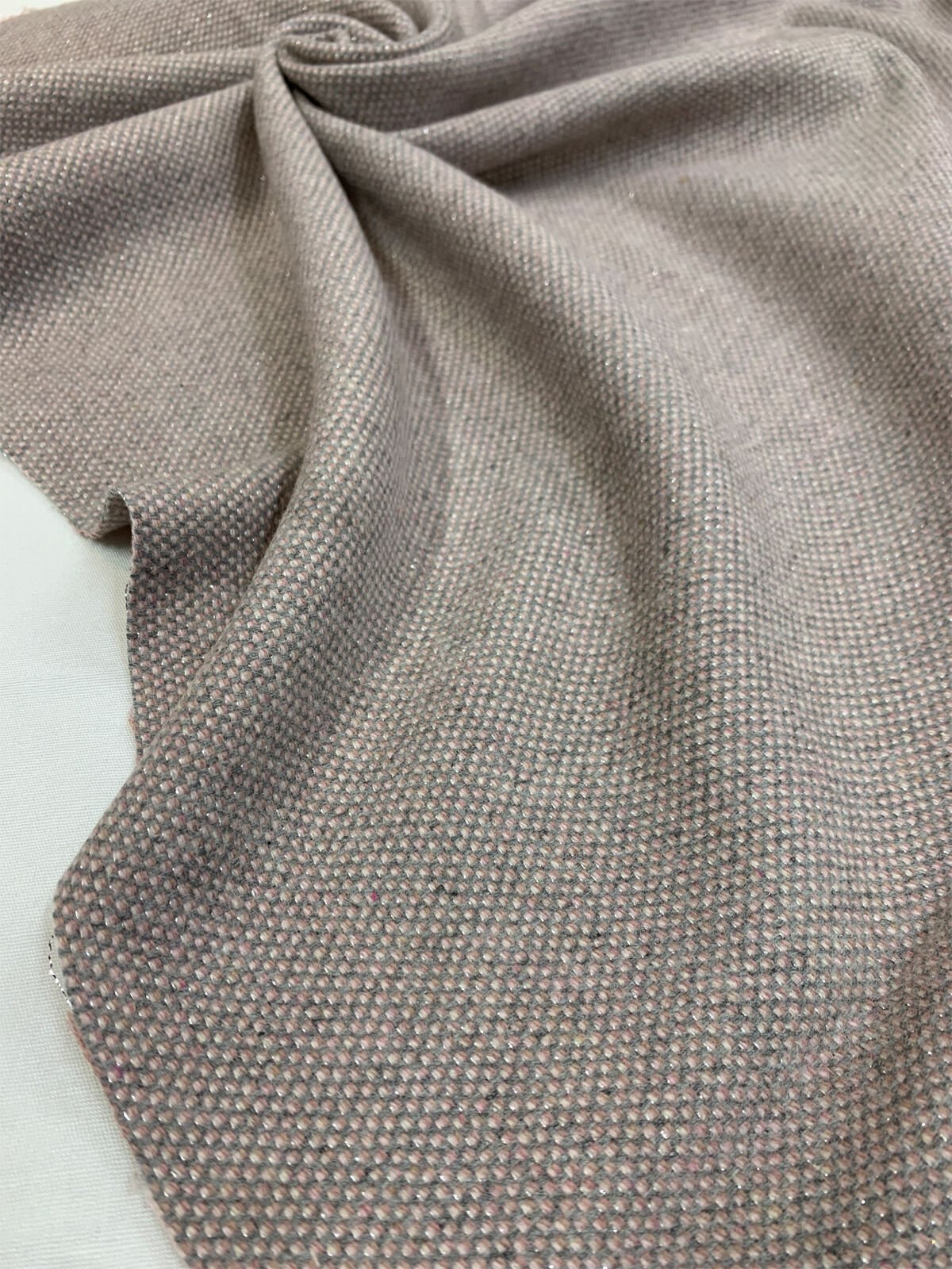 Sim Detaylı Pudra Kışlık Kumaş - Kalın Mantoluk ve Örtülük