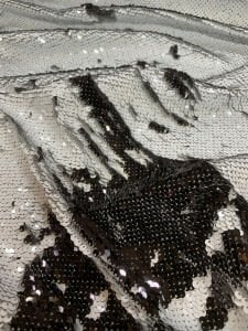 Siyah Beyaz Çift Taraflı Pul Payet Kumaş