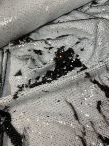 Siyah Beyaz Çift Taraflı Pul Payet Kumaş