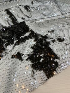 Siyah Beyaz Çift Taraflı Pul Payet Kumaş