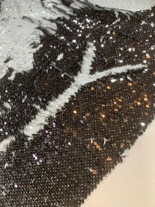 Siyah Beyaz Çift Taraflı Pul Payet Kumaş