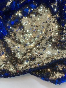 Mavi Gold Çift Taraflı Pul Payet Kumaş