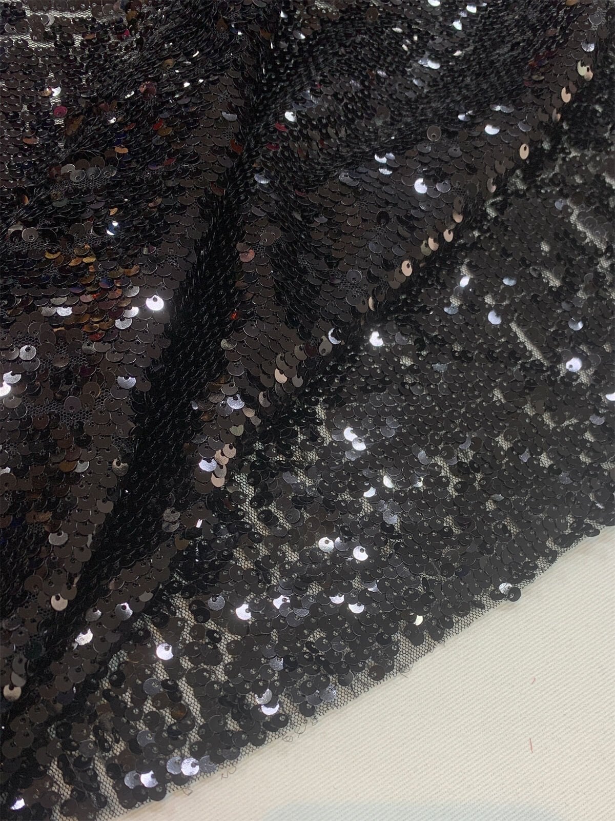 Siyah Pul Payet Kumaş