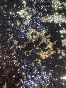 Lacivert Gold Çift Taraflı Pul Payet Kumaş