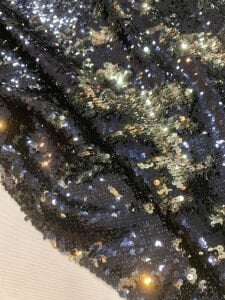 Lacivert Gold Çift Taraflı Pul Payet Kumaş