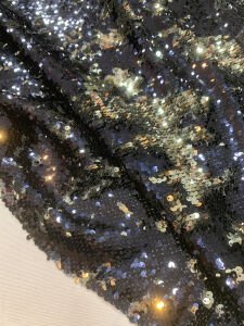Lacivert Gold Çift Taraflı Pul Payet Kumaş