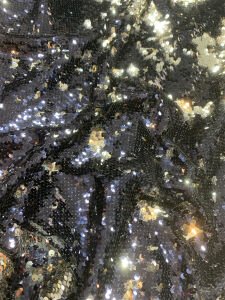 Lacivert Gold Çift Taraflı Pul Payet Kumaş