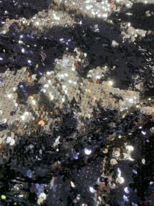 Lacivert Gold Çift Taraflı Pul Payet Kumaş