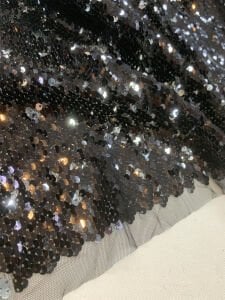 Siyah Gümüş Çift Taraflı Pul Payet Kumaş