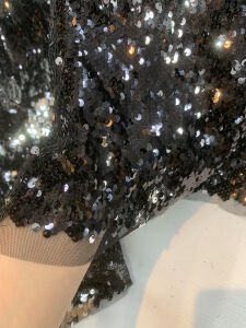 Siyah Gümüş Çift Taraflı Pul Payet Kumaş