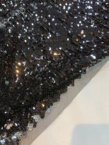 Siyah Gümüş Çift Taraflı Pul Payet Kumaş