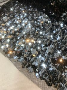 Siyah Gümüş Çift Taraflı Pul Payet Kumaş