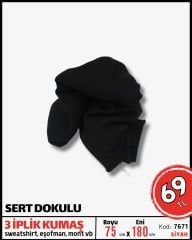 Şardonlu 3 İplik Kumaş Parça 75x180 cm Siyah