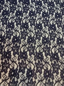 Lacivert Kordone Dantel Kumaş – Çiçek Desenli