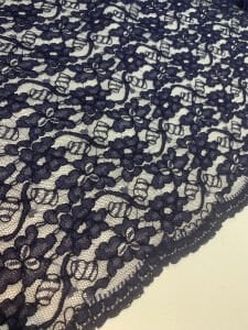 Lacivert Kordone Dantel Kumaş – Çiçek Desenli