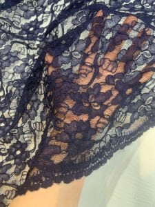 Lacivert Kordone Dantel Kumaş – Çiçek Desenli
