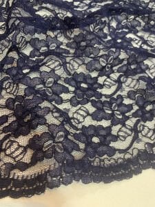 Lacivert Kordone Dantel Kumaş – Çiçek Desenli