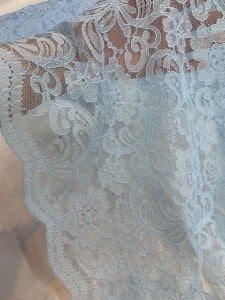 Bebe Mavi Kordone Dantel Kumaş – Çiçek Desenli