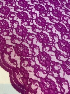 Mor Kordone Dantel Kumaş – Çiçek Desenli