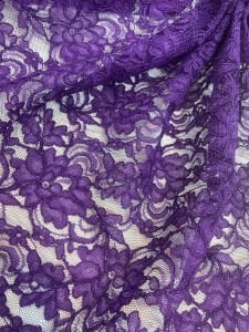 Koyu Mor Kordone Dantel Kumaş – Çiçek Desenli